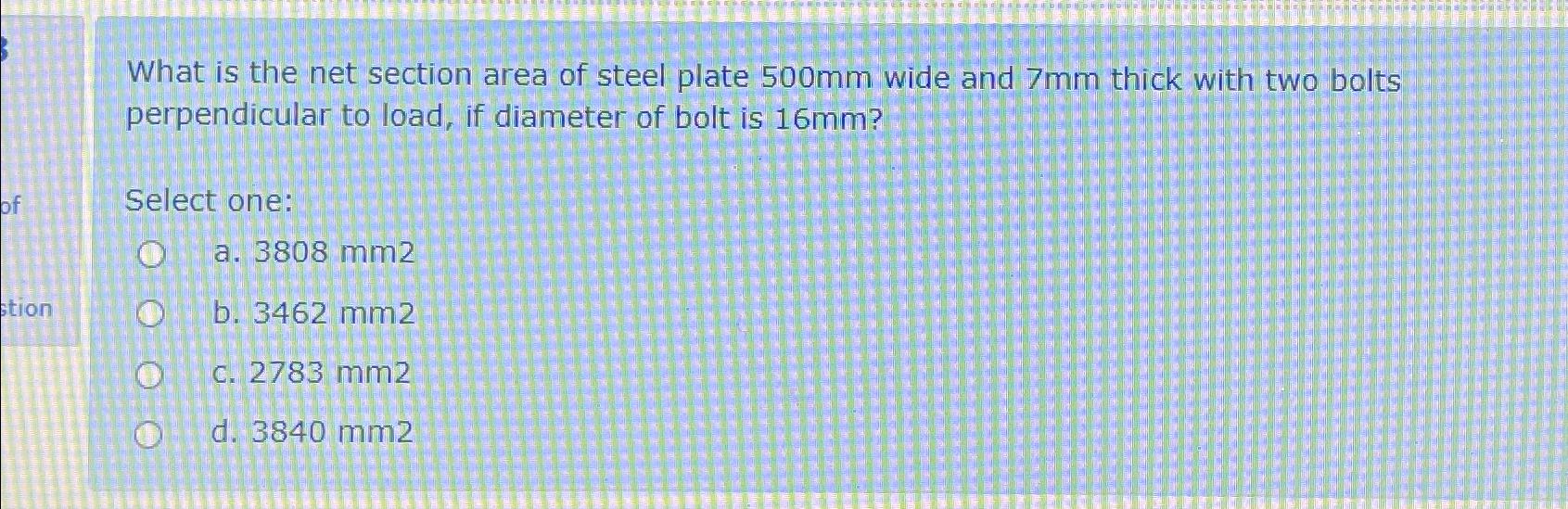 What is the net section area of steel plate 500mm