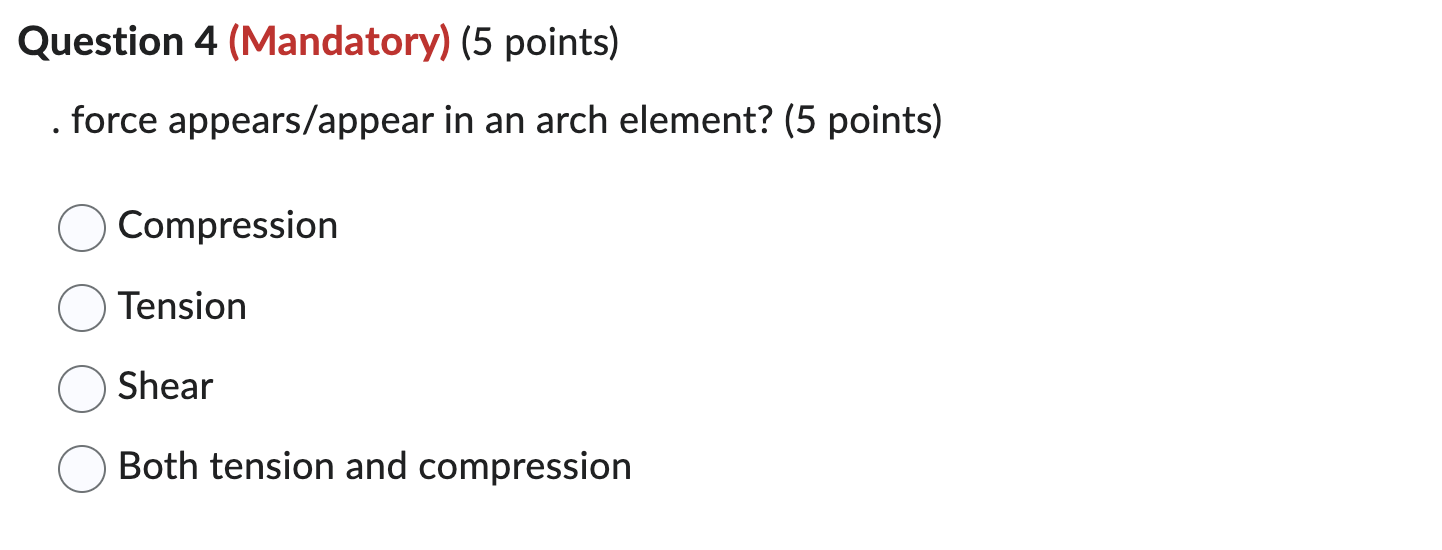 Solved Question 4 (Mandatory) (5 ﻿points). ﻿force | Chegg.com