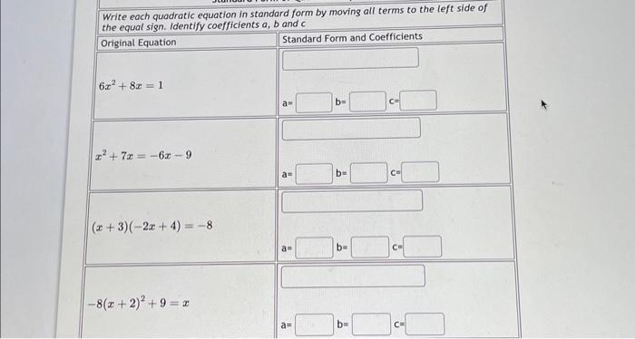 Solved Write each quadratic equation in standard form by | Chegg.com