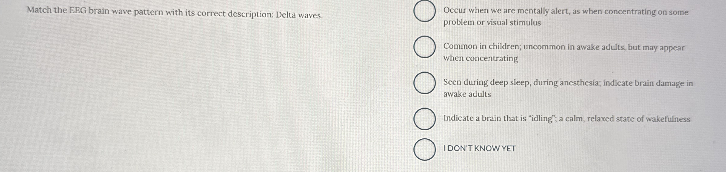 Solved Match the EEG brain wave pattern with its correct | Chegg.com