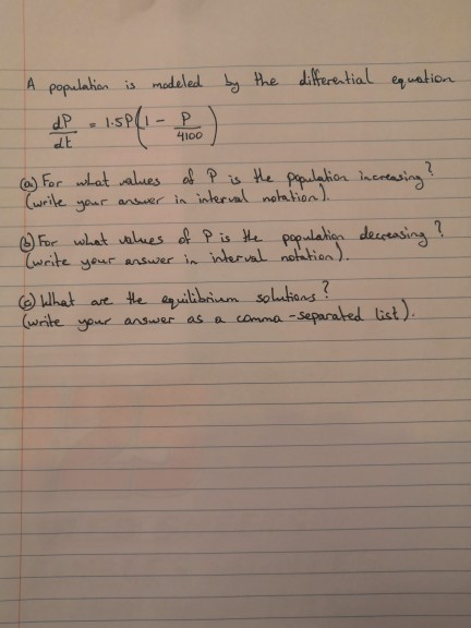 Solved A population is modeled by the differential equation | Chegg.com