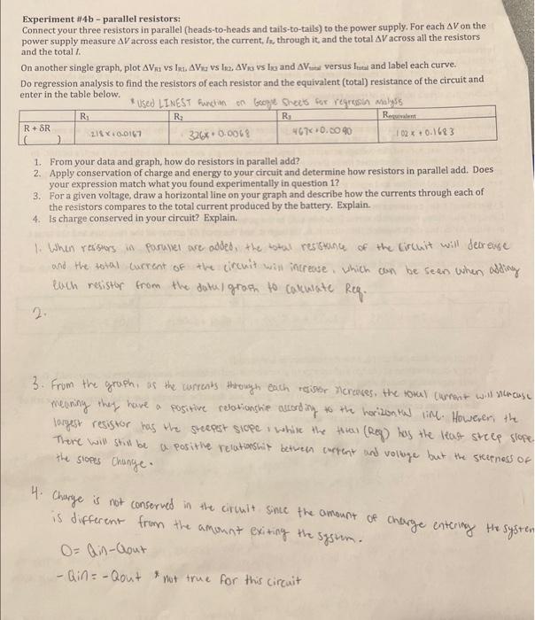 Experiment \#4b - parallel resistors: Connect your | Chegg.com
