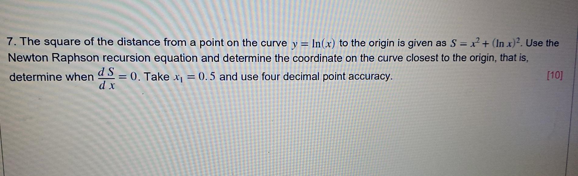 Solved = 7. The square of the distance from a point on the | Chegg.com