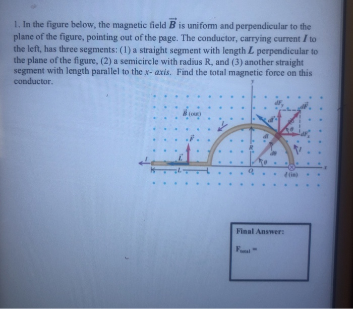 Solved 1. In the figure below, the magnetic field B is | Chegg.com