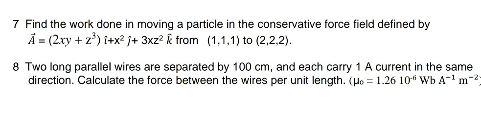 Solved 7 Find the work done in moving a particle in the | Chegg.com