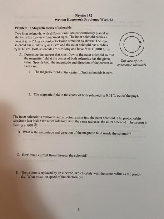 Solved Physics 132 Written Homework Problems: Week 12 | Chegg.com