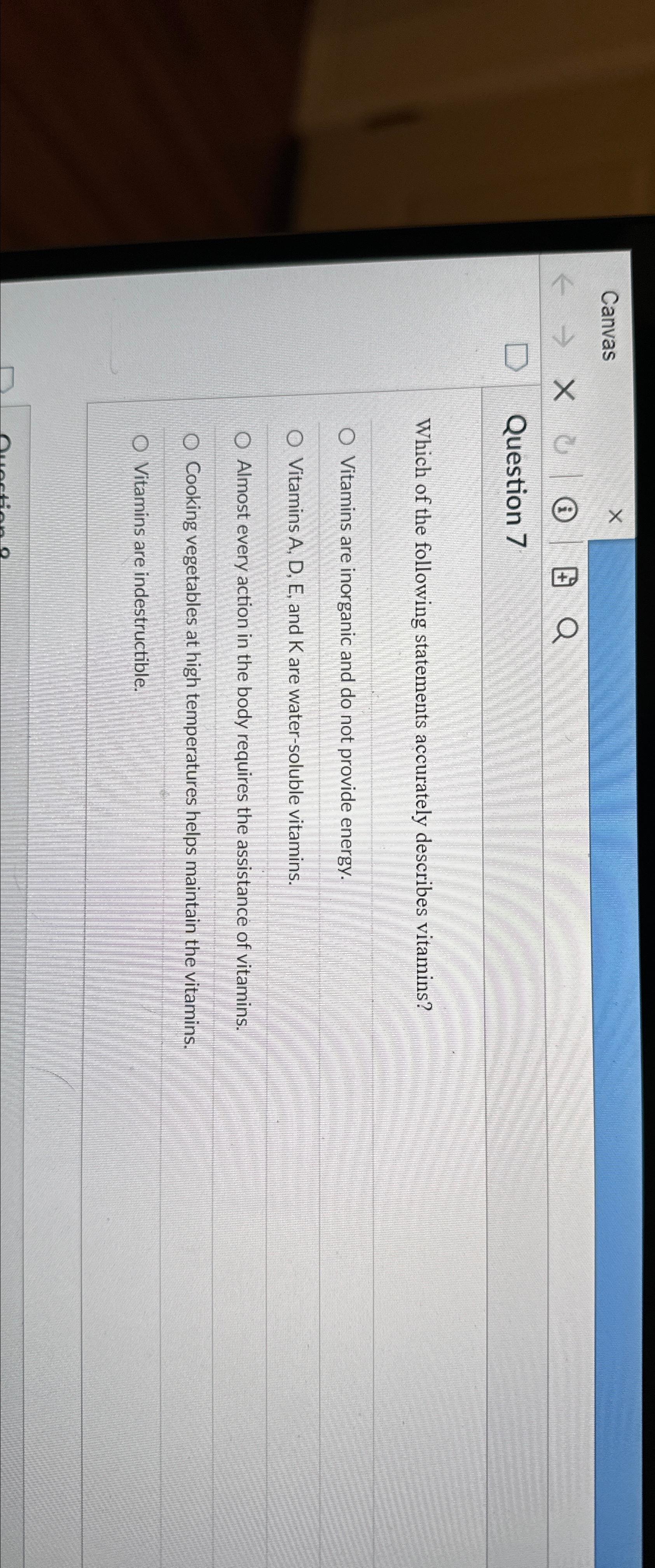Solved CanvasQuestion 7Which of the following statements