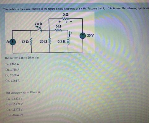 Solved The switch in the circuit shown in the figure below | Chegg.com