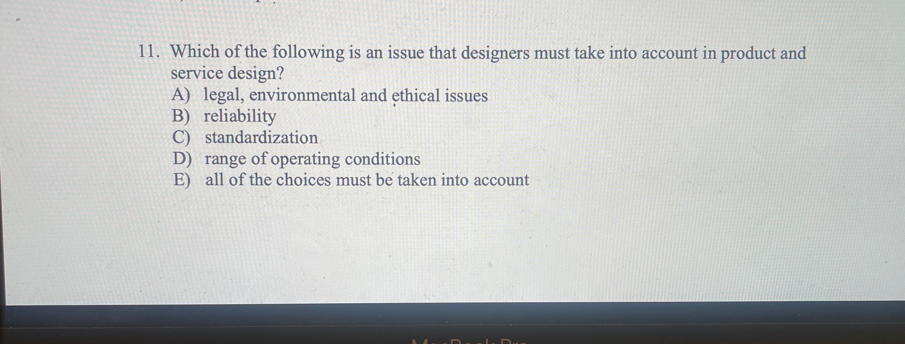 Solved Which of the following is an issue that designers | Chegg.com