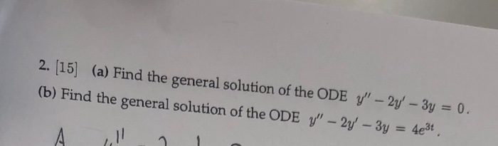 Solved 2. [15] (a) Find the general solution of the ODE Y" - | Chegg.com