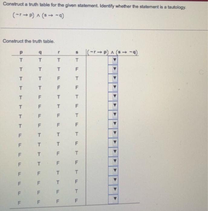 Solved Construct a truth table for the given statement. | Chegg.com