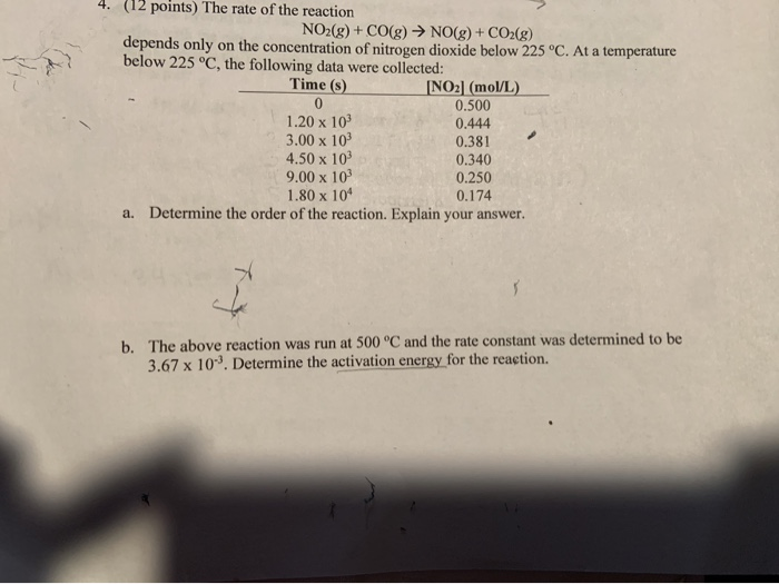 Solved 4. (12 points) The rate of the reaction NO2(g) + | Chegg.com