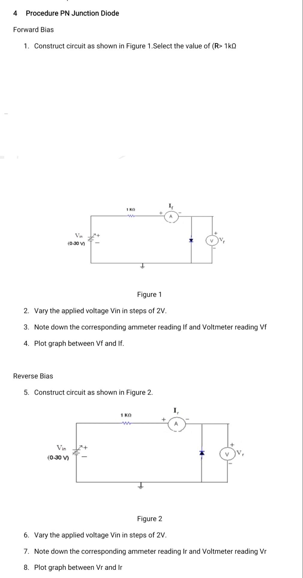 Solved 4 Procedure PN Junction Diode Forward Bias 1. | Chegg.com
