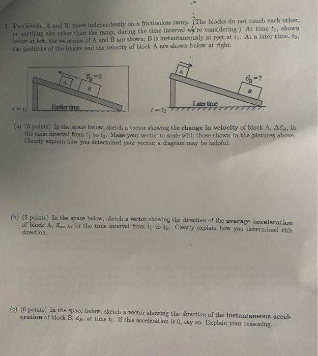 Solved 1. Two blocks, A and B, move independently on a | Chegg.com