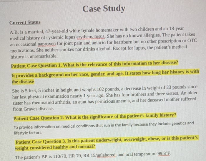 Solved Current Status A.B. is a married, 47yearold white