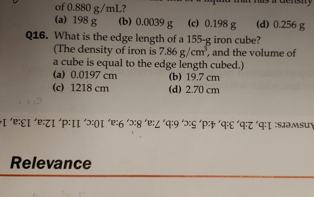 What Is The Edge Length Of A 155 G Iron Cube