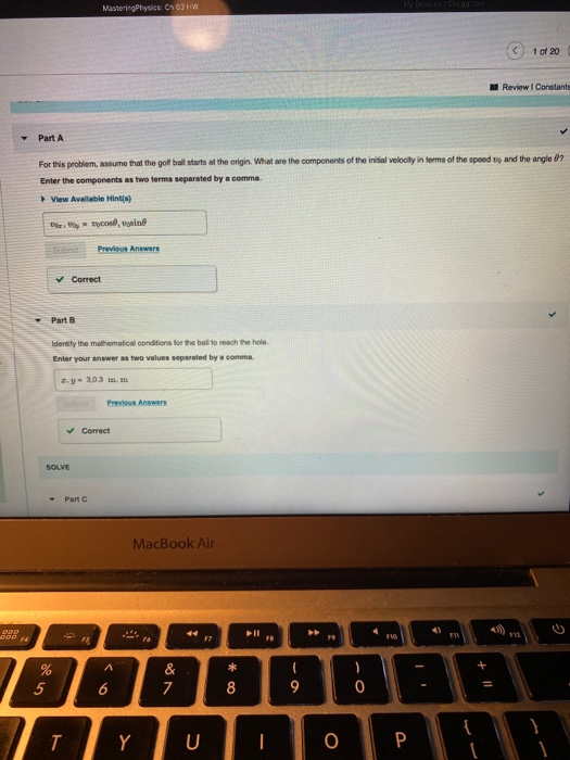 Solved at an Part F 2 Determine the x and y.components of | Chegg.com