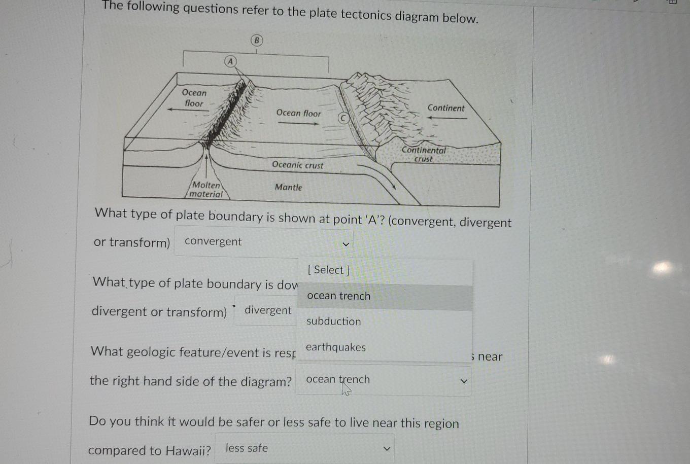 Solved The following questions refer to the plate tectonics | Chegg.com