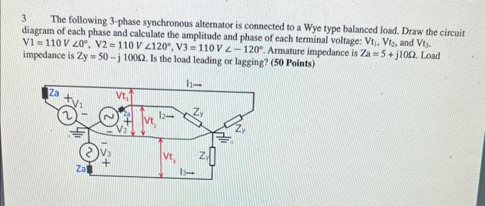 Solved 3 The following 3-phase synchronous alternator is | Chegg.com