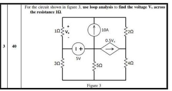 Solved For the circuit shown in figure 3. use loop analysis | Chegg.com