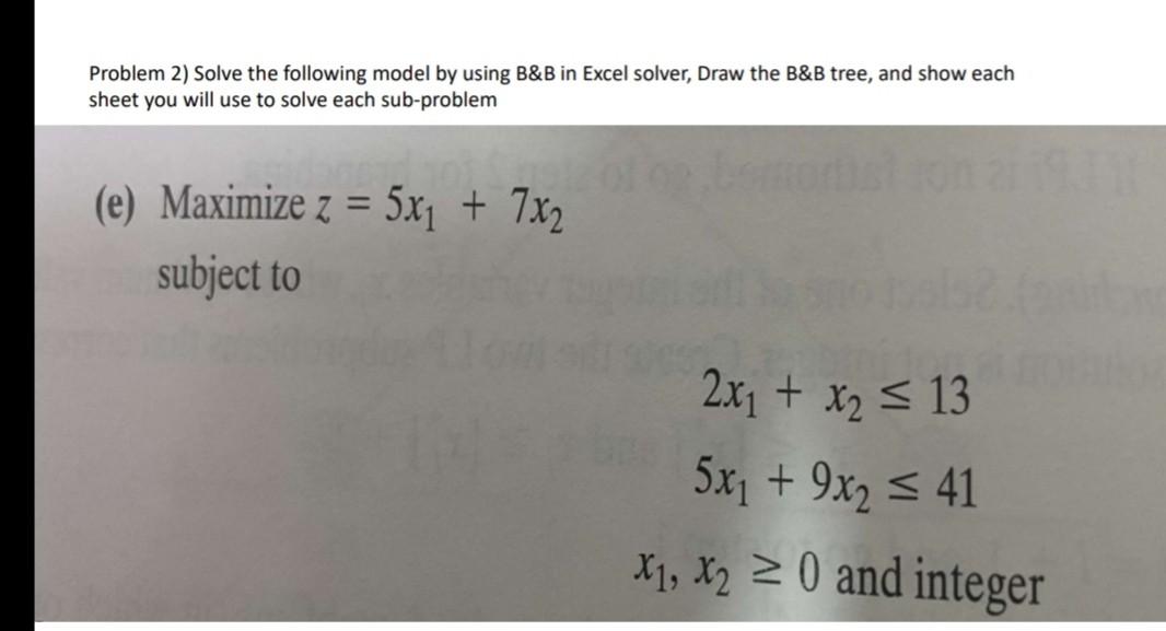 Solved Problem 2) Solve The Following Model By Using B&B In | Chegg.com