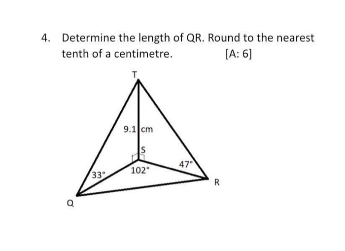 Solved 4. Determine the length of QR. Round to the nearest