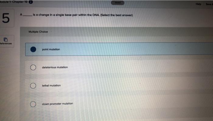 Solved fodule - Chapter 19 Is a change in a single base pair | Chegg.com