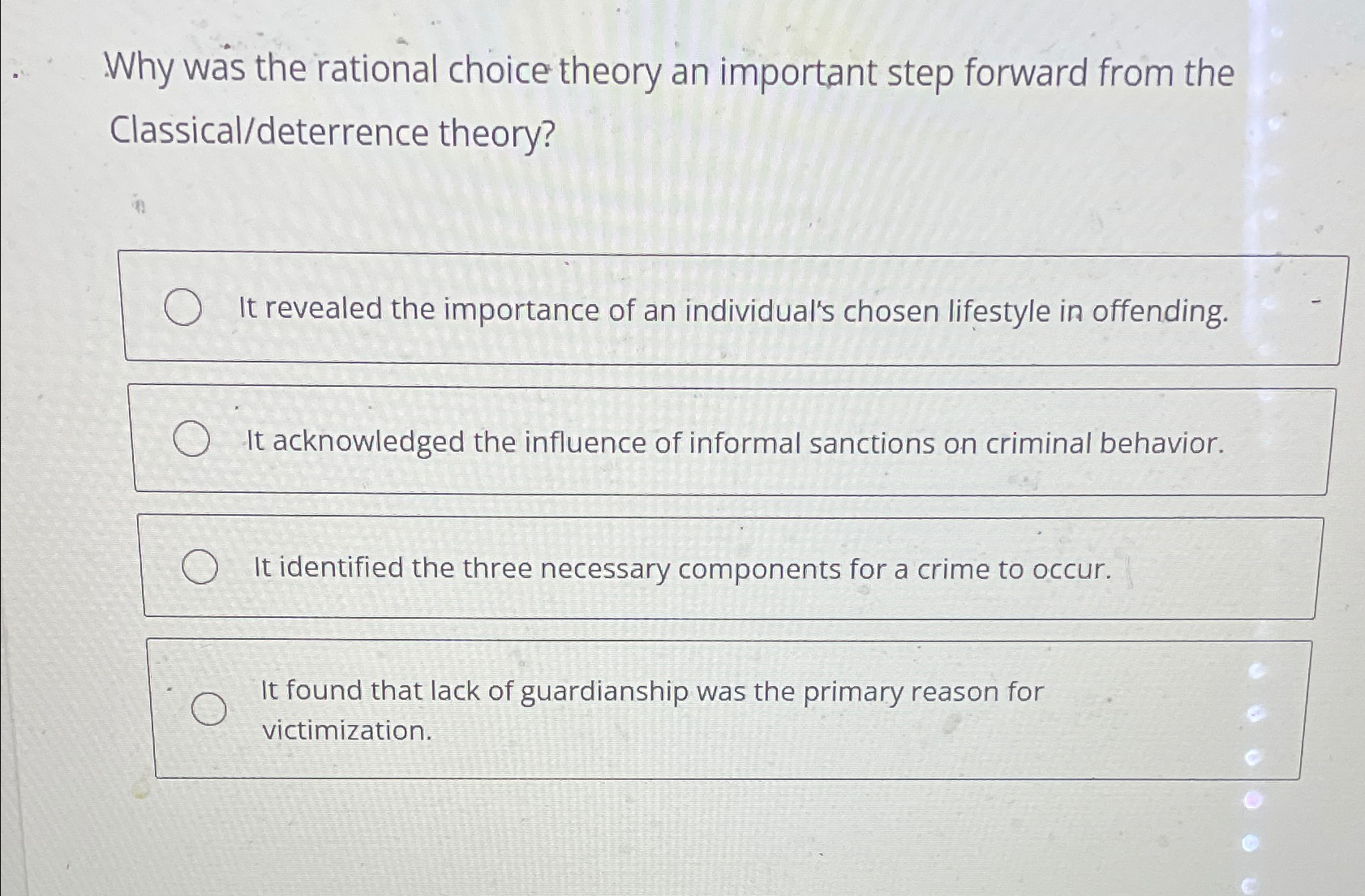 Solved Why was the rational choice theory an important step | Chegg.com