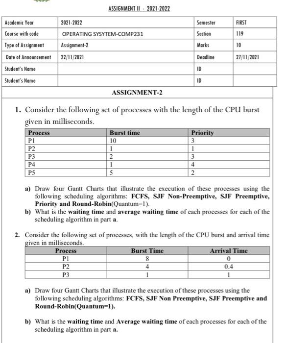Solved ASSIGNMENT II - 2021-2022 FIRST 119 Academic Year | Chegg.com