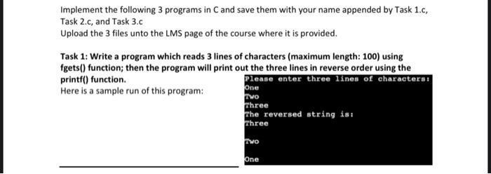 Solved Implement the following 3 programs in C and save them | Chegg.com