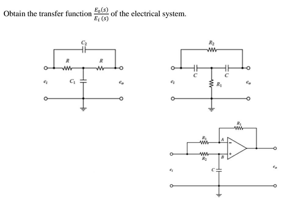 Solved Obtain The Transfer Function E S Of The Electrical