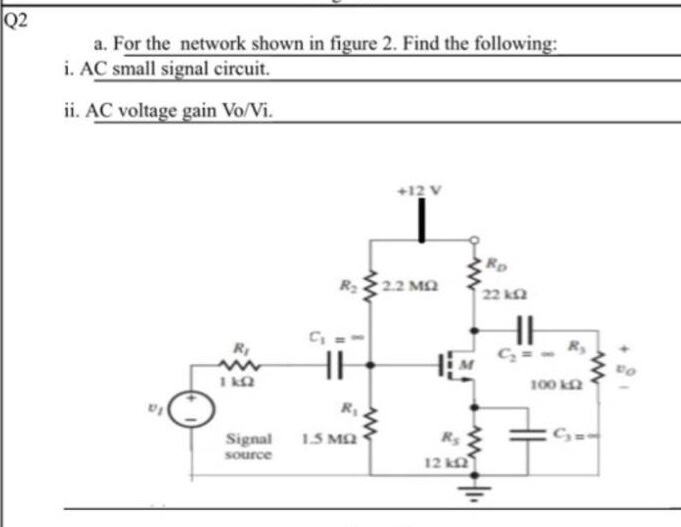 Solved Q2 a. For the network shown in figure 2. Find the | Chegg.com