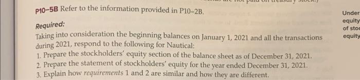 Solved P10-5B Refer to the information provided in P10-2B. | Chegg.com