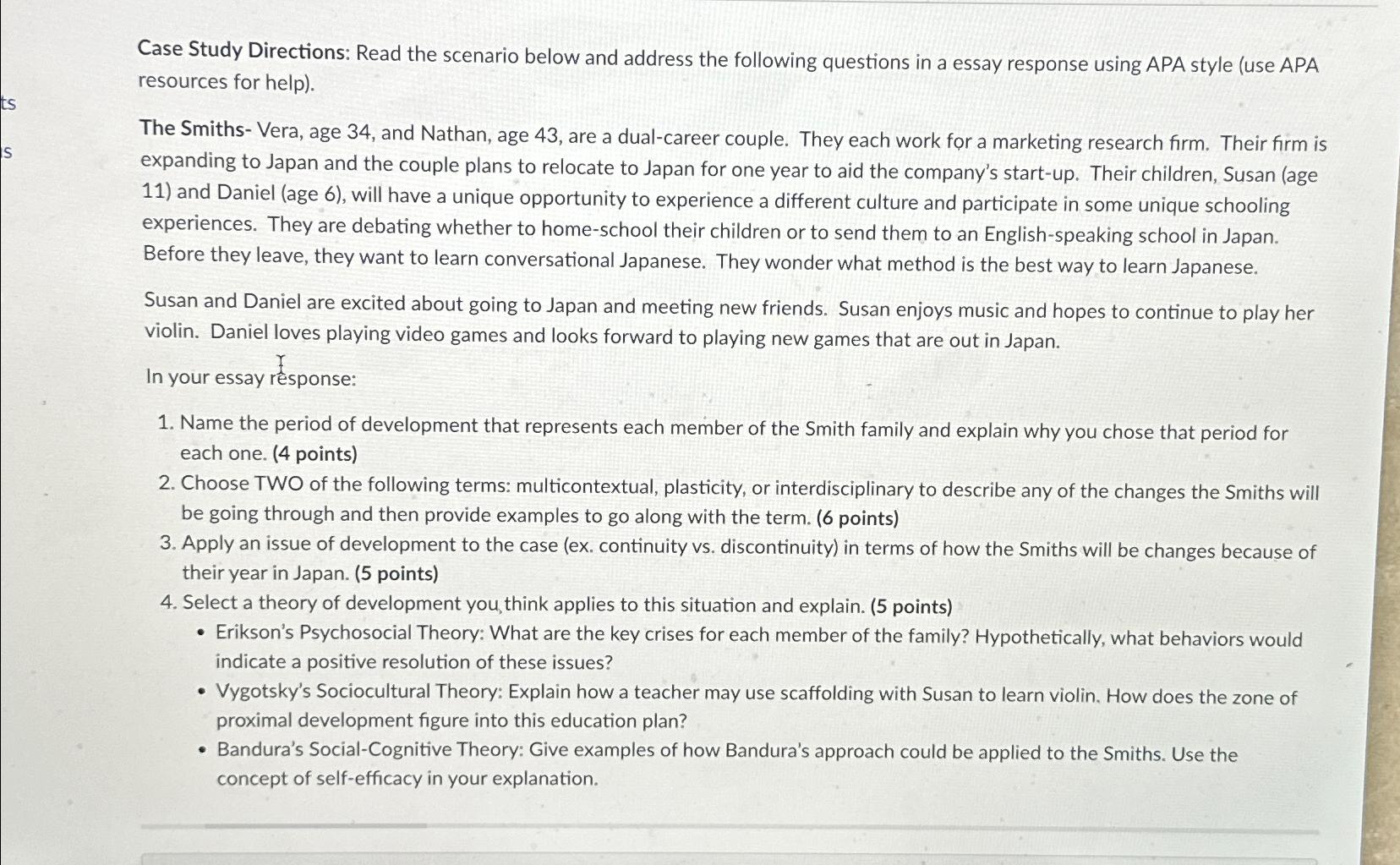Solved Case Study Directions: Read the scenario below and | Chegg.com