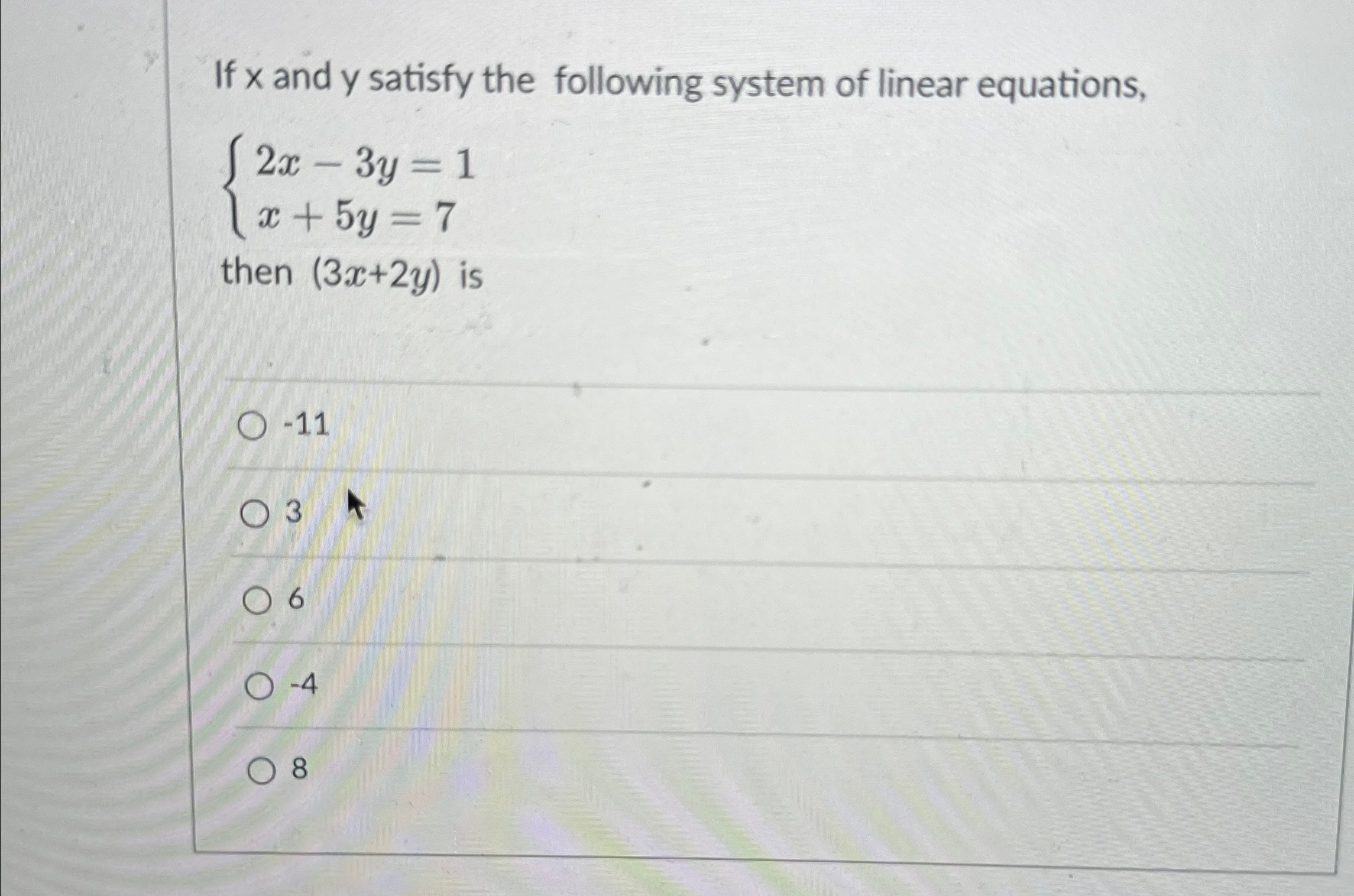 Solved If x ﻿and y ﻿satisfy the following system of linear | Chegg.com