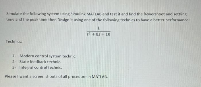 Solved control system project please solve it in details and | Chegg.com