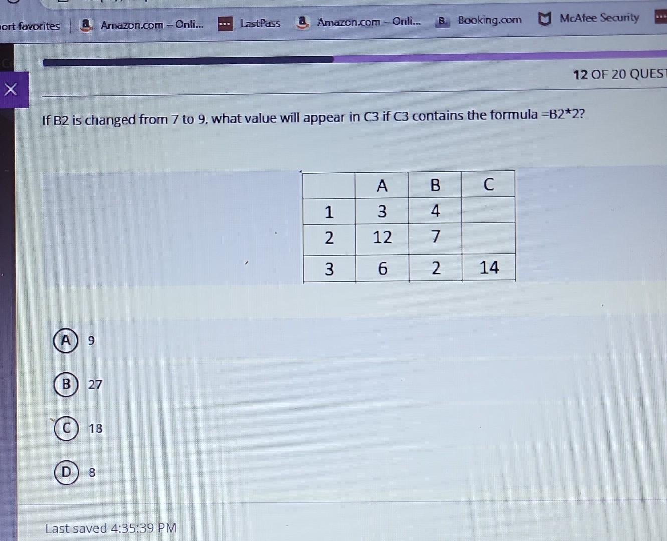 Solved If B2 is changed from 7 to 9, what value will appear | Chegg.com