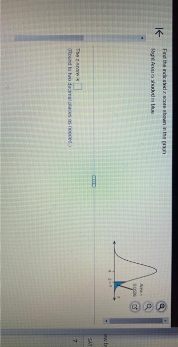 Solved Find The Indicated Z Score Shown In The Graph Rig