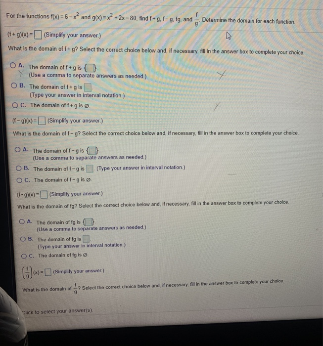 Solved For the functions f(x) = 6 - x2 and g(x) = x2 + 2x - | Chegg.com