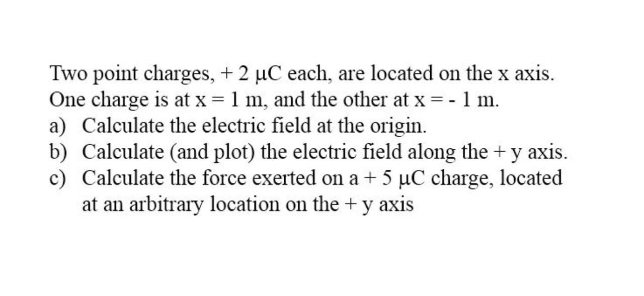 Solved Two point charges, + 2 °C each, are located on the x | Chegg.com