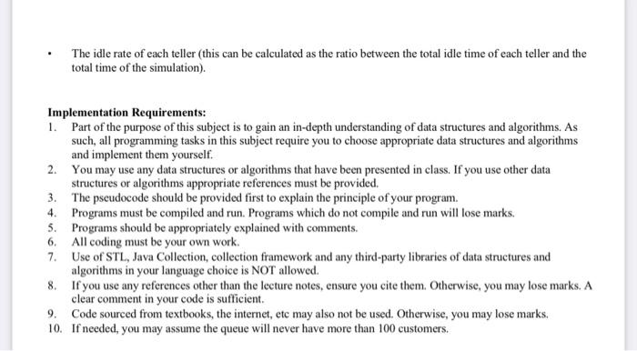 Solved 1ask: You should write a program to simulate the | Chegg.com