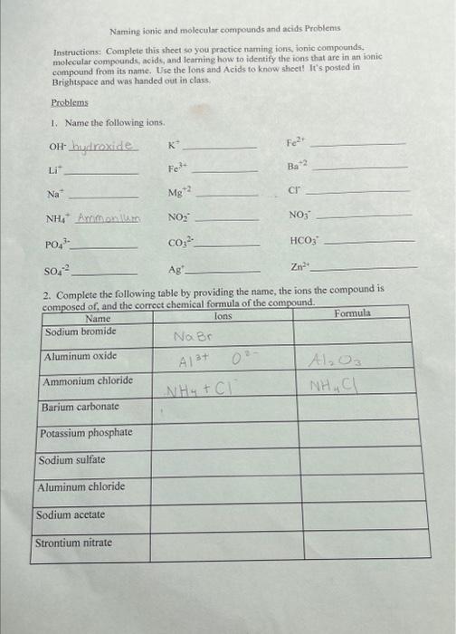 Solved Instructions: Complete this sheet so you practice | Chegg.com