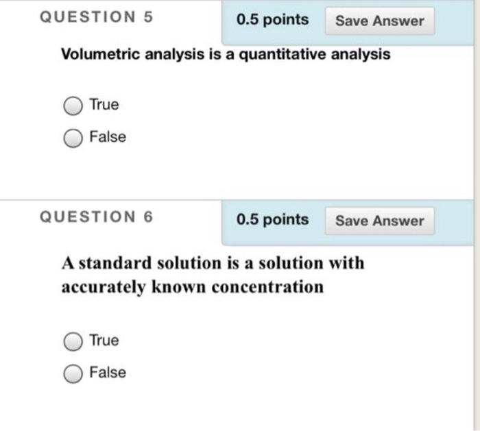 Solved QUESTION 5 0.5 points Save Answer Volumetric analysis | Chegg.com
