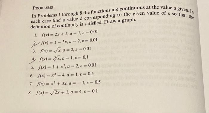 Solved given. 1. In PROBLEMS each case find a value é | Chegg.com
