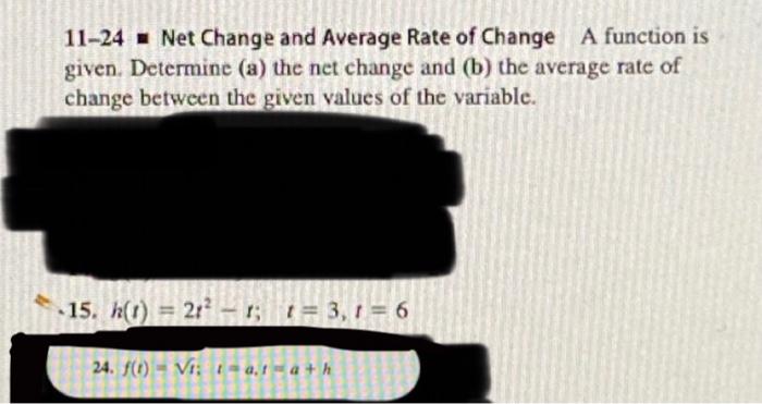 Solved 11-24 Net Change and Average Rate of Change A | Chegg.com