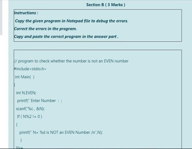 Solved Section B ( 3 Marks) Instructions: Copy the given | Chegg.com