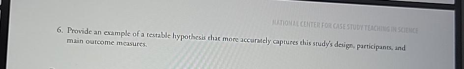 what is your testable hypothesis