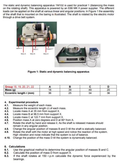 Solved The static and dynamic balancing apparatus TM102 is | Chegg.com