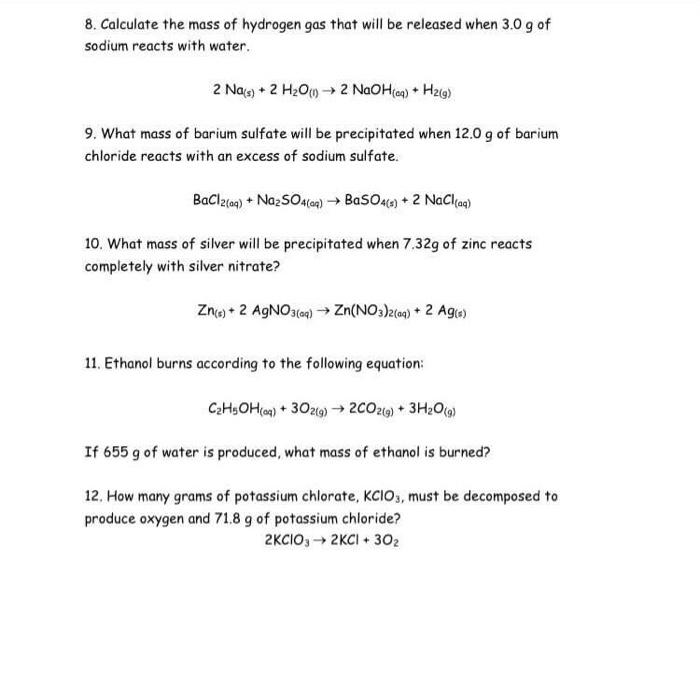 Solved Worksheet: Mass/Mass Problems 1. Nitrogen and | Chegg.com