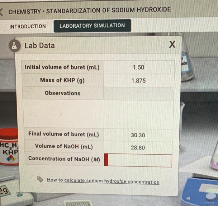 standardizing a solution of sodium hydroxide lab report answers